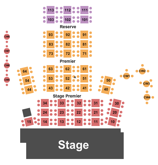 Reserved seating chart for City Winery: orchestra, boxes, mezzanine, and balcony